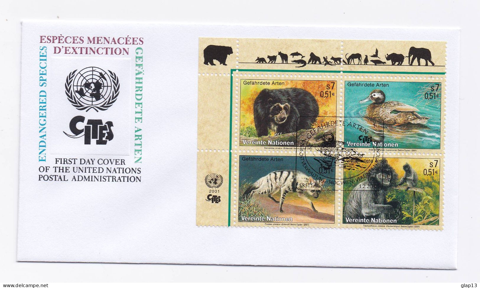 FDC DE VIENNE DU 01/02/2001 ANIMAUX - FDC