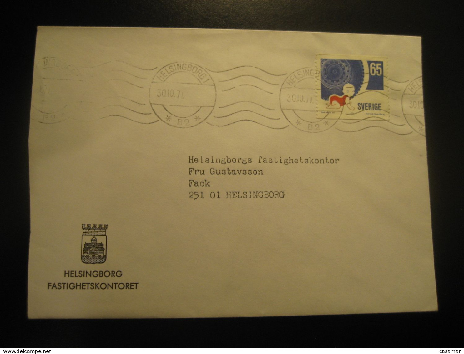 HELSINGBORG 1971 Traffic Safety 65 Value Stamp On Cancel Cover SWEDEN Health Road Safety Traffic Car Auto - Accidentes Y Seguridad Vial