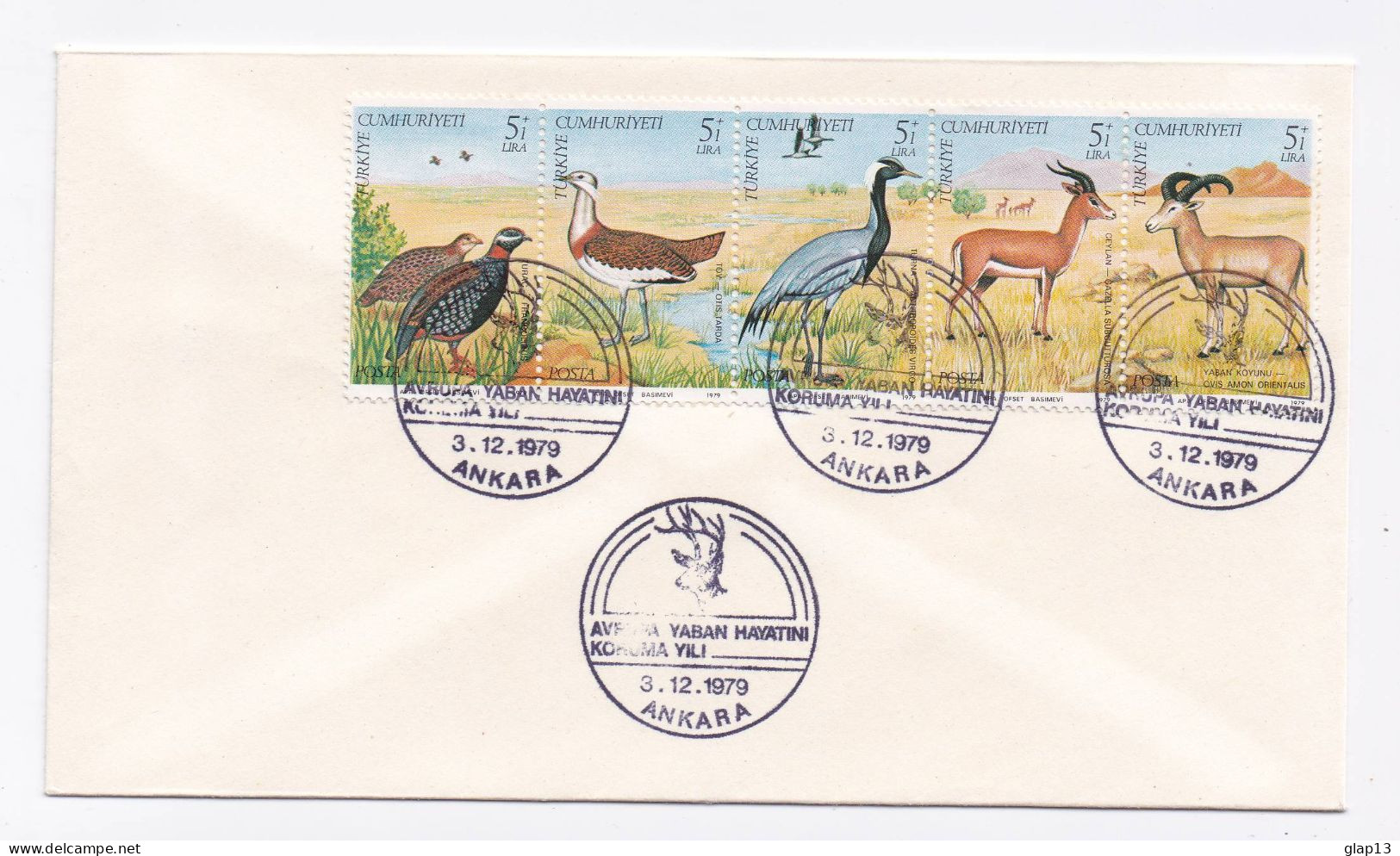 FDC D'ANKARA DU 03/12/1979 ANIMAUX - FDC