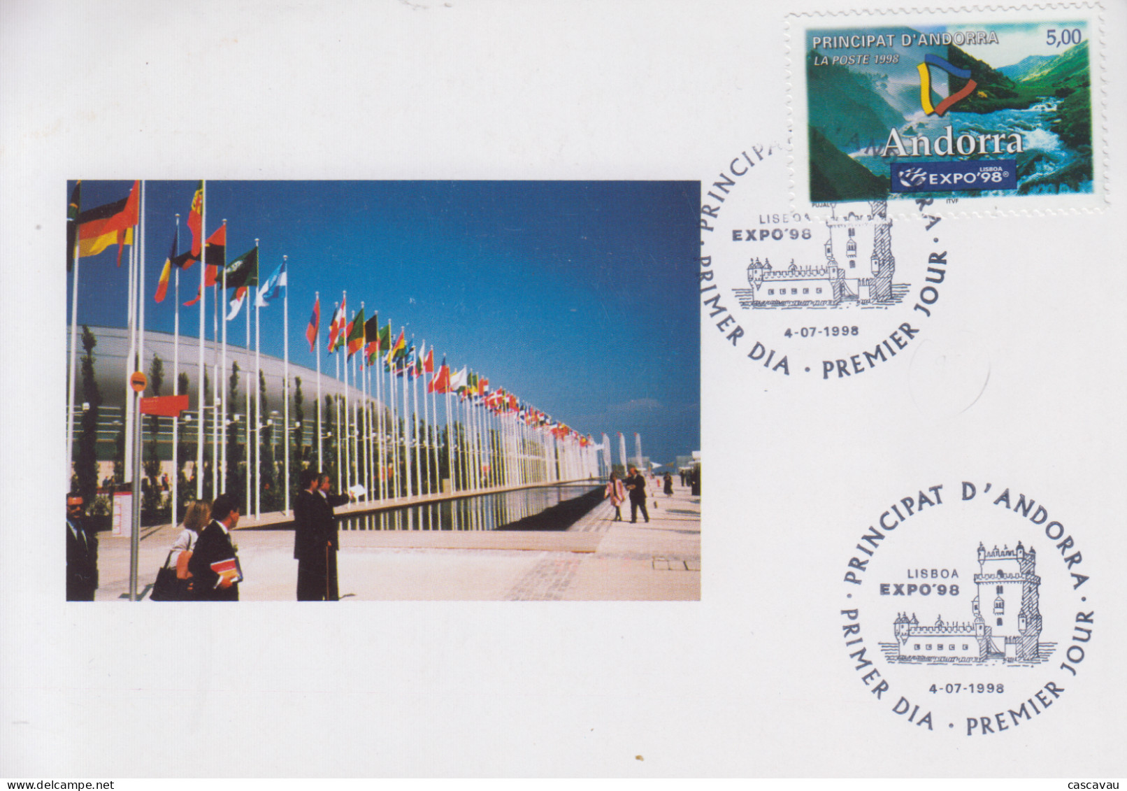Carte  Maximum  1er  Jour   ANDORRE   ANDORRA    Exposition  Universelle    LISBONNE   1998 - Cartes-Maximum (CM)