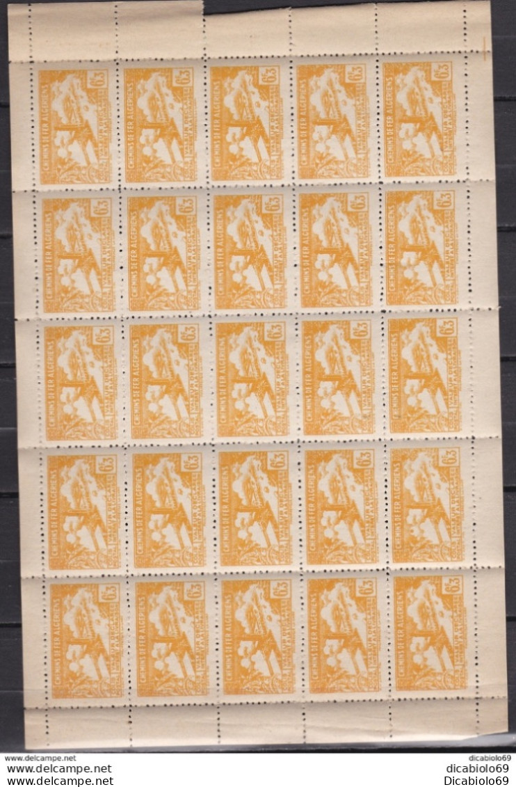 Algérie 1943 - Variété - Colis Postaux N°114a Neuf** - Feuille De 25 Timbres TTB - Colis Postaux