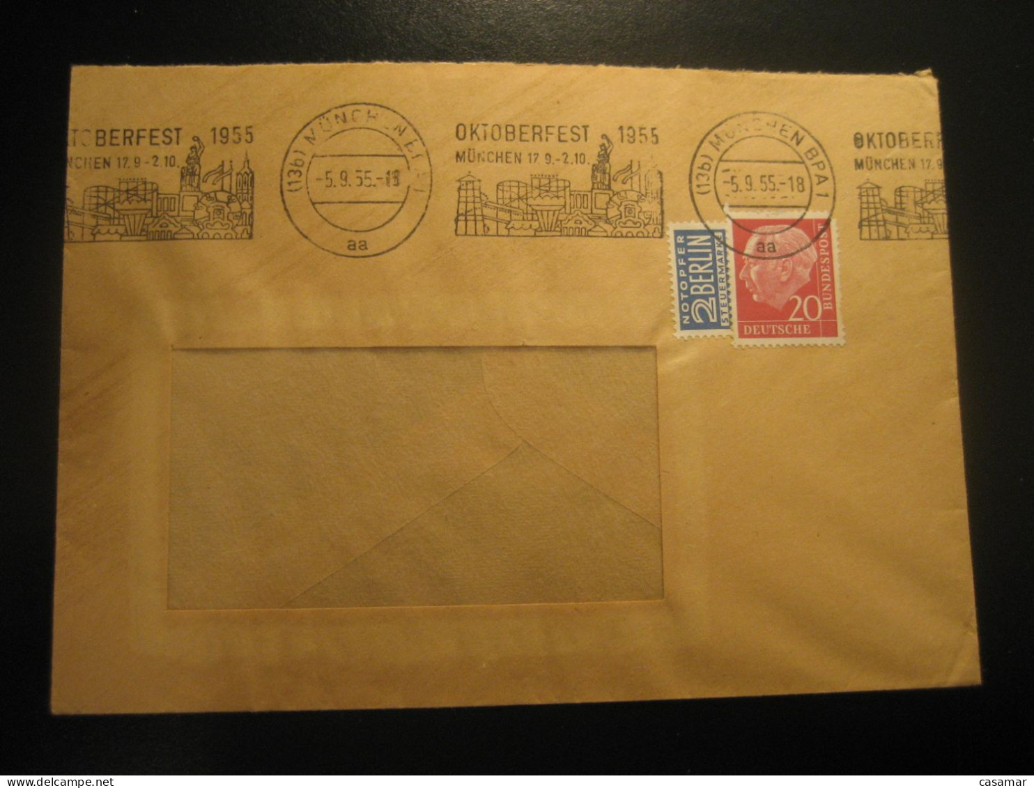 MUNCHEN 1955 OKTOBERFEST Cancel Cover GERMANY Bier Beer Pint Biere Cerveza Brewery - Bières