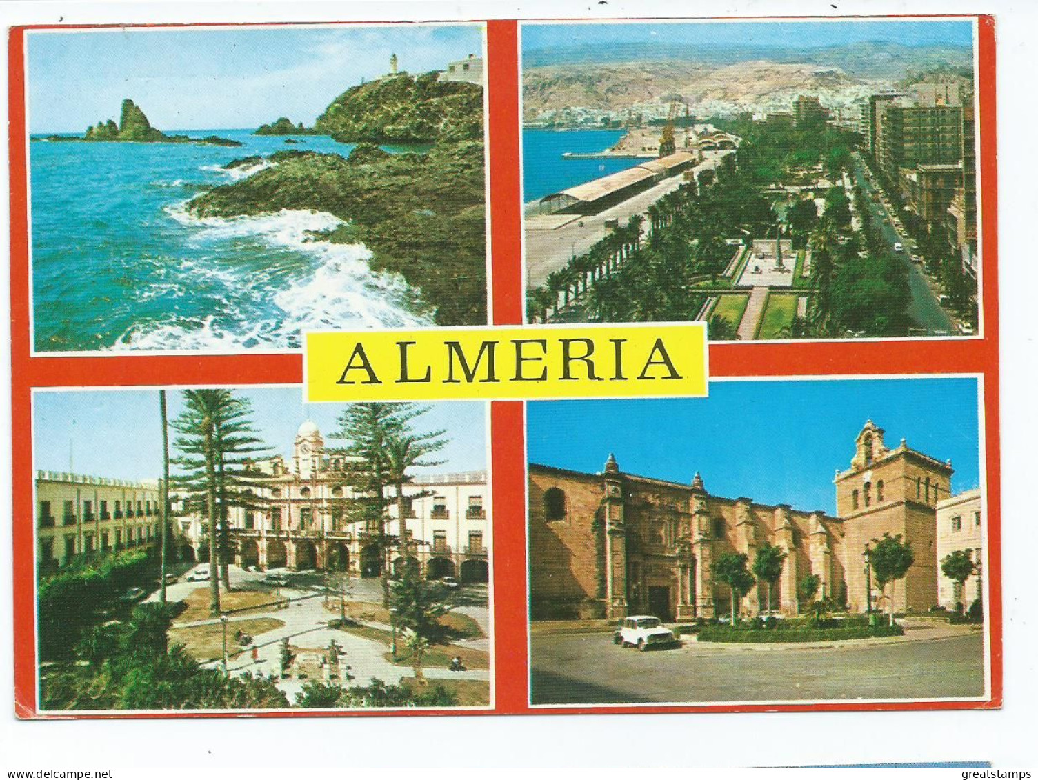 Spain Postcard Almeria Multiview Used Vintage Card Larger Format - Almería