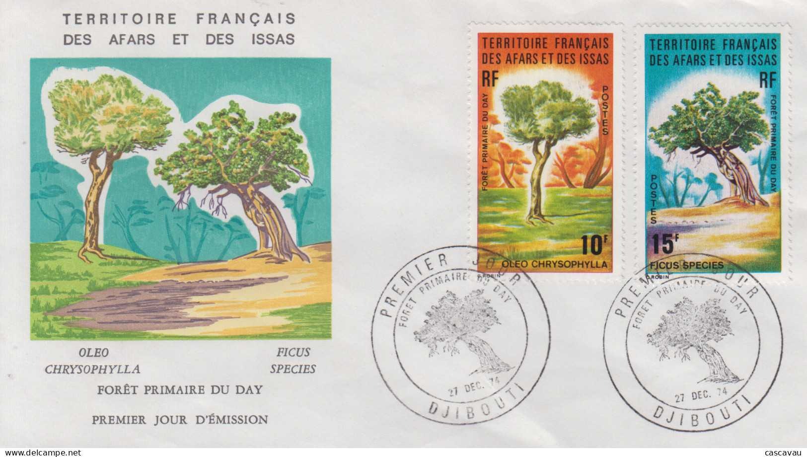 Enveloppe  FDC  1er  Jour  TERRITOIRE  FRANCAIS   Des   AFARS  Et  ISSAS   Forêt  Primaire  Du  Day   1974 - Autres & Non Classés