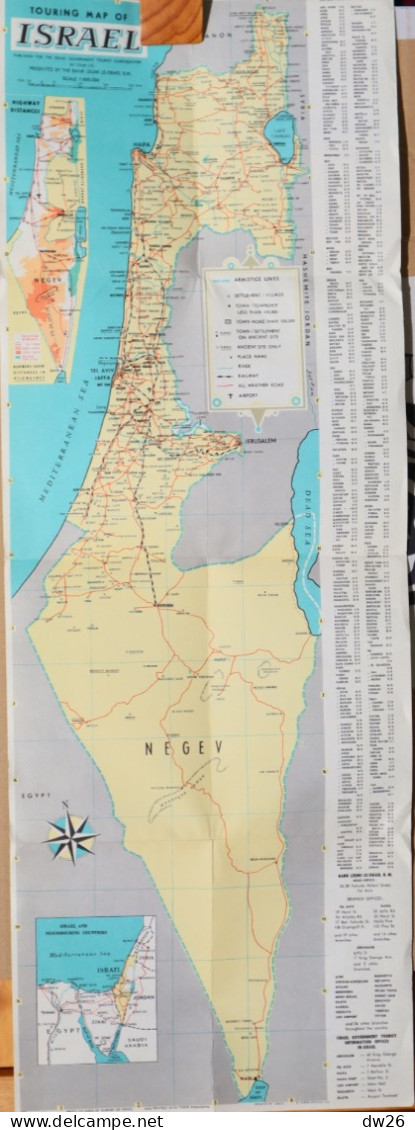 Touring Map Of Israël - Carte Touristique Cartonnée 1964 En Anglais - Wegenkaarten