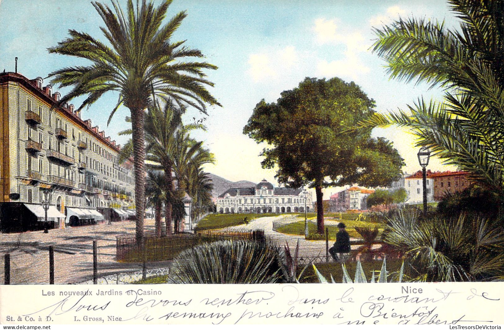 FRANCE - Les Nouveaux Jardins Et Casino - Nice - Colorisé - Carte Postale Ancienne - Parcs Et Jardins