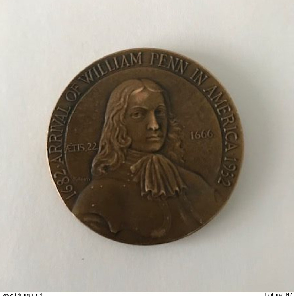 1682 .William Penn Arrival In America .1932 . Graveur KilenYi . - Firma's