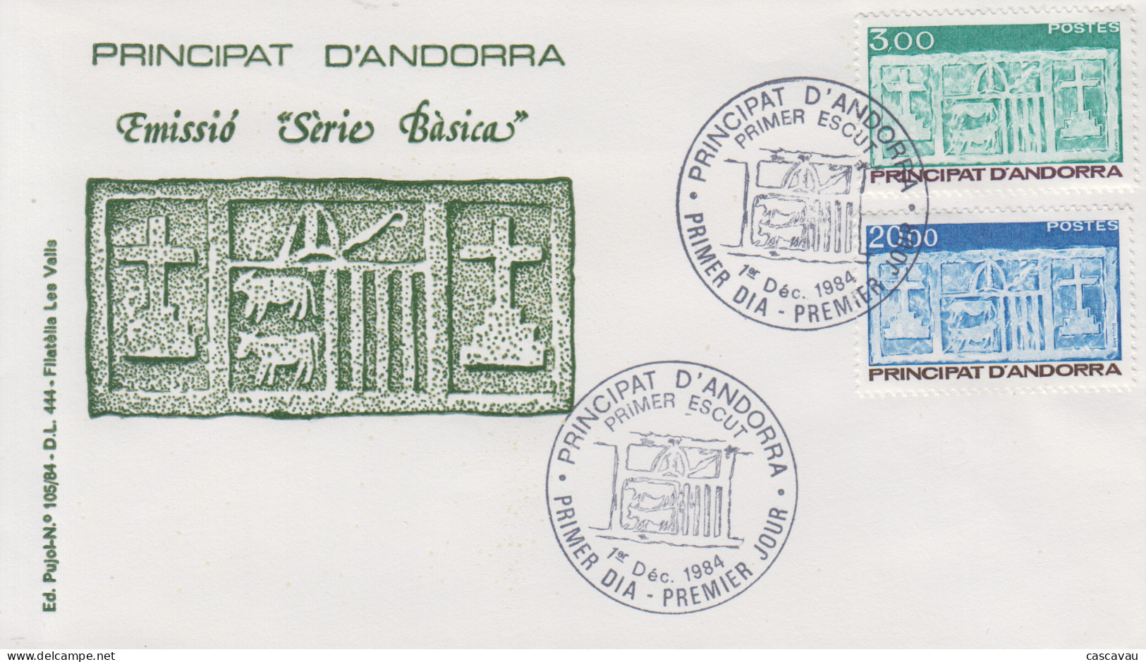 Enveloppe  FDC  1er  Jour  ANDORRE   ANDORRA    Ecu   Primitif   Des   Vallées    1984 - FDC