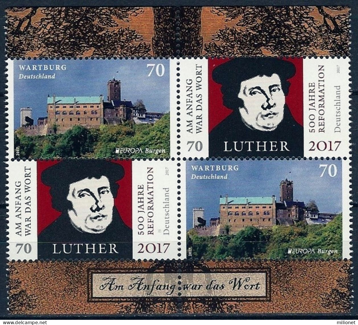 SALE!!! ALEMANIA GERMANY ALLEMAGNE DEUTSCHLAND 2017 EUROPA CEPT CASTLES + LUTHER Block Of 4 Stamps MNH ** - 2017