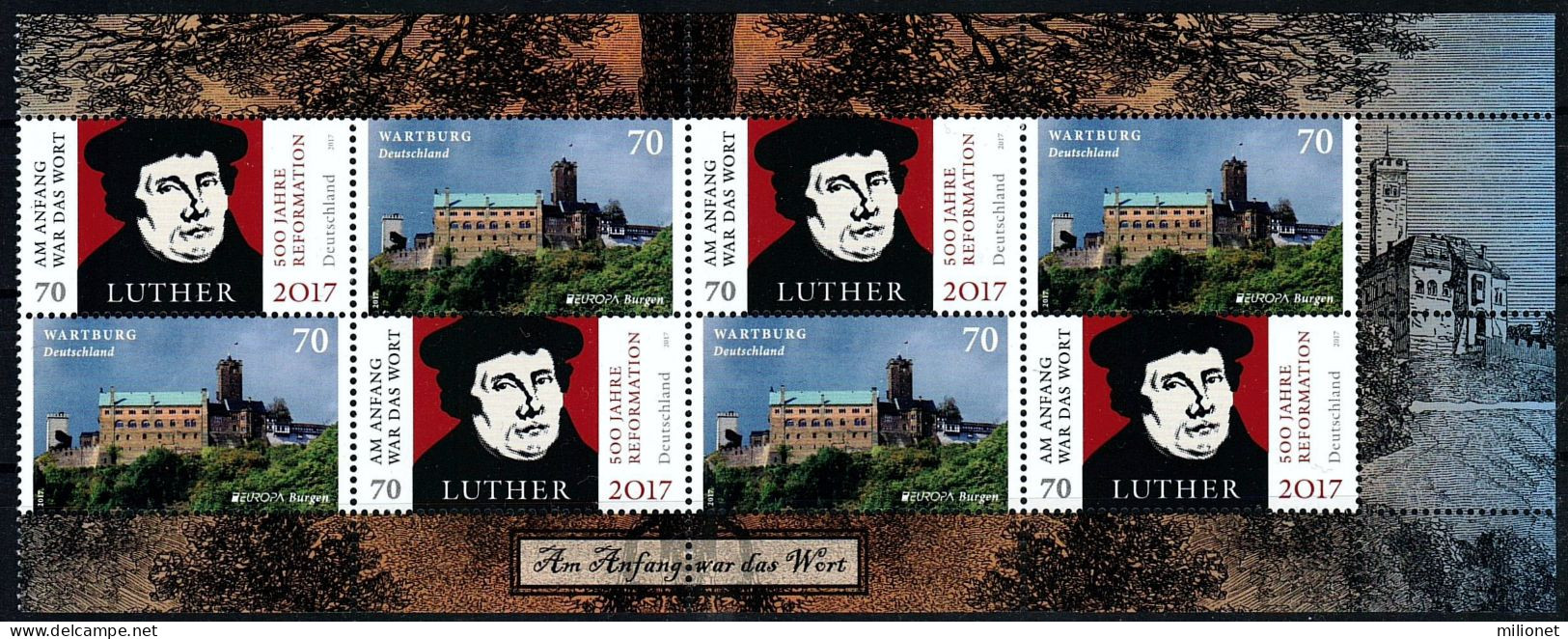 SALE!!! ALEMANIA GERMANY ALLEMAGNE DEUTSCHLAND 2017 EUROPA CEPT CASTLES + LUTHER Pane From Booklet MNH ** - 2017