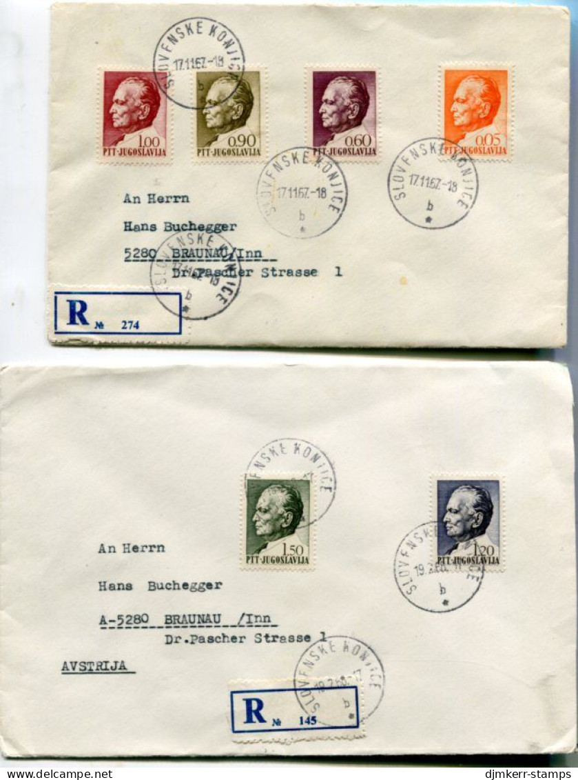 YUGOSLAVIA 1967-68 Five Registered Covers With Tito Definitives.. - Brieven En Documenten