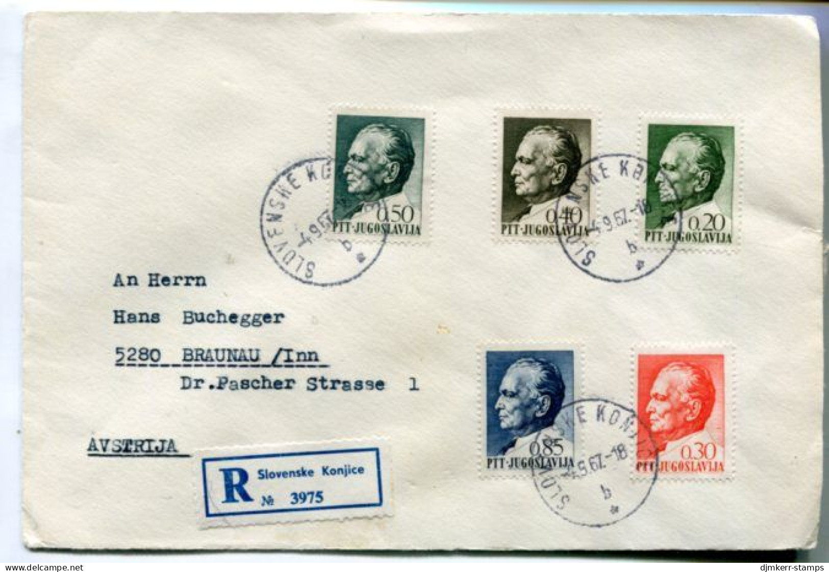 YUGOSLAVIA 1967-68 Five Registered Covers With Tito Definitives.. - Lettres & Documents