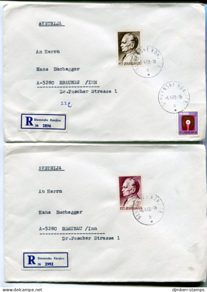 YUGOSLAVIA 1967-68 Five Registered Covers With Tito Definitives.. - Covers & Documents