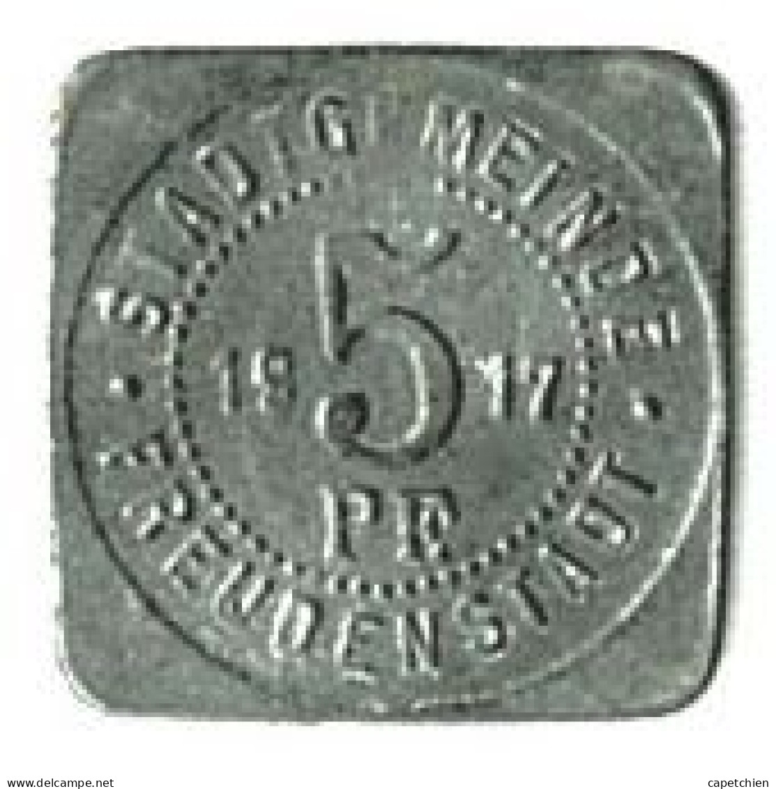 ALLEMAGNE / NOTGELD / STADTGEMEINDE FREUDENSTADT  / 5 PFENNIG / 1917 / ZINC / 16 Mm  / 1.73 G / ETAT SUP / RARE - Monétaires/De Nécessité