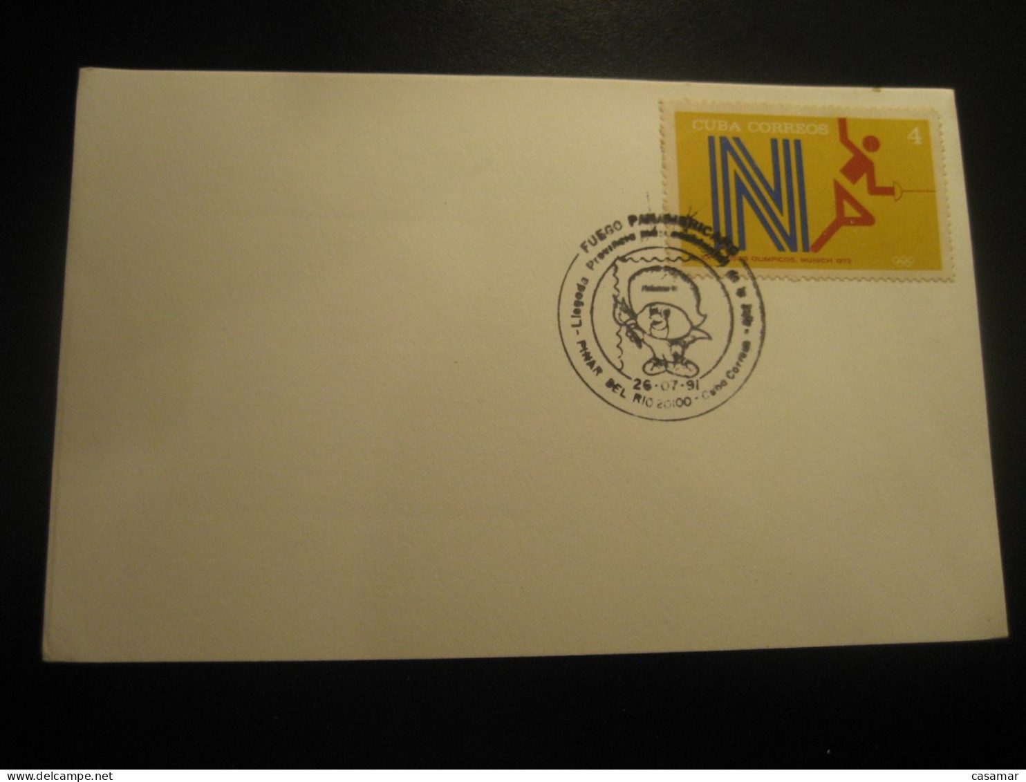 PINAR DEL RIO 1991 Fencing Escrime Munchen Munich Olympic Games Olympics Stamp Cancel Card - Esgrima