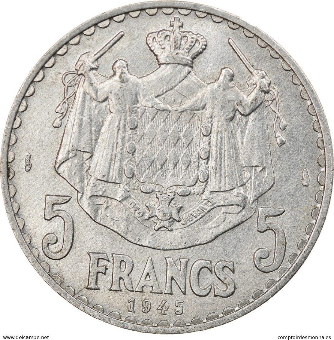 Monnaie, Monaco, Louis II, 5 Francs, 1945, Paris, TTB+, Aluminium, KM:122 - 1922-1949 Louis II.