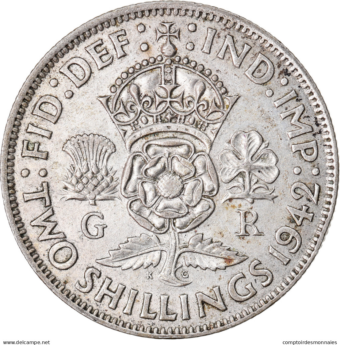 Monnaie, Grande-Bretagne, George VI, Florin, Two Shillings, 1942, TTB, Argent - J. 1 Florin / 2 Shillings