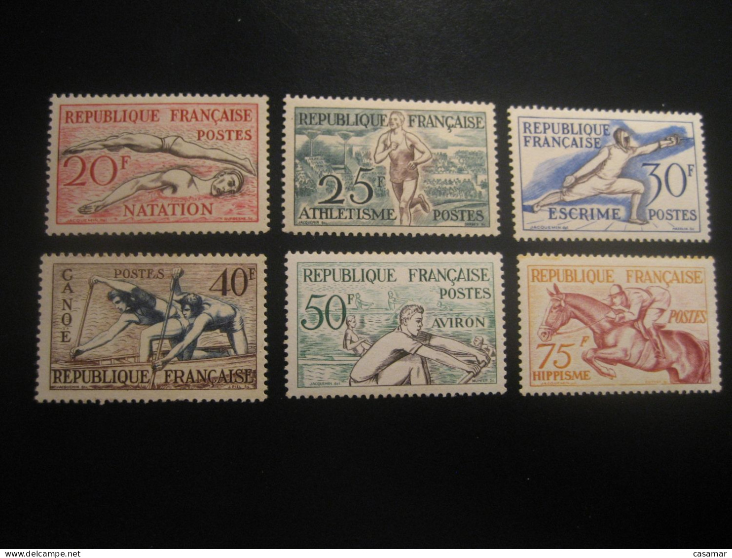 Yvert 960/5 (* Cat. 2002 51,25 Eur) Helsinki Finland Olympic Games Fencing Rowing Swimming Hippisme ... FRANCE Olympics - Estate 1952: Helsinki