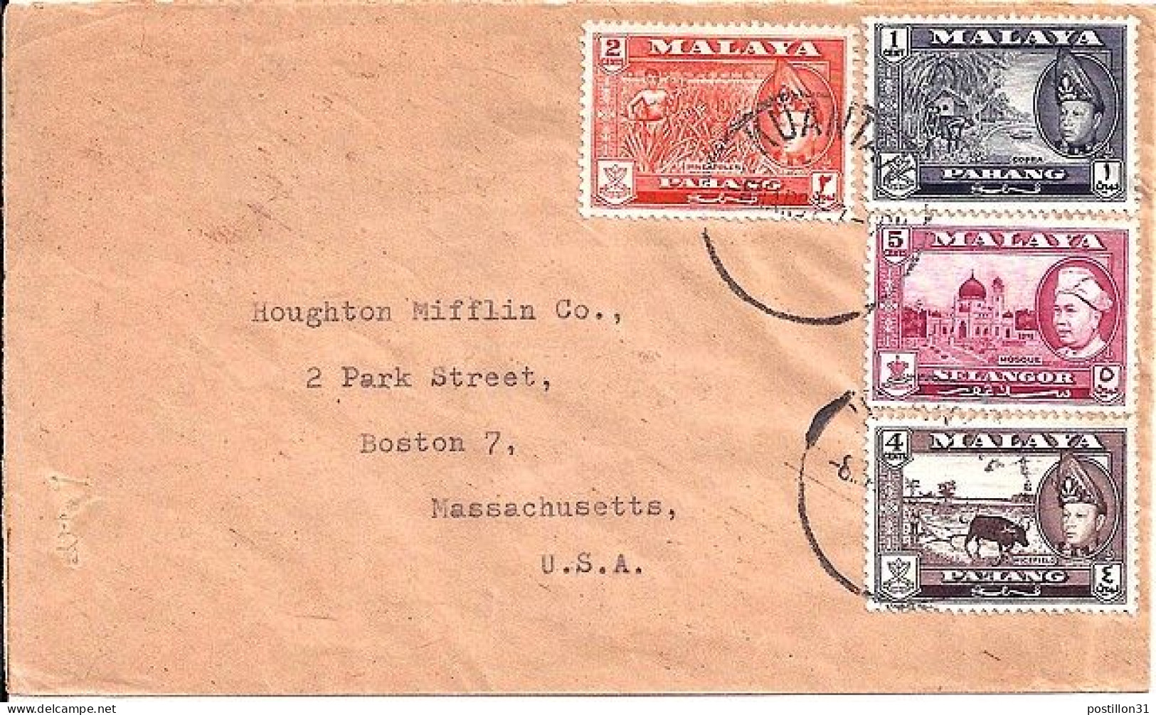 MALAYA N° 79/80/81/82 S/L.DE KUANTAN/8.3.61 POUR LES USA - Malaya (British Military Administration)