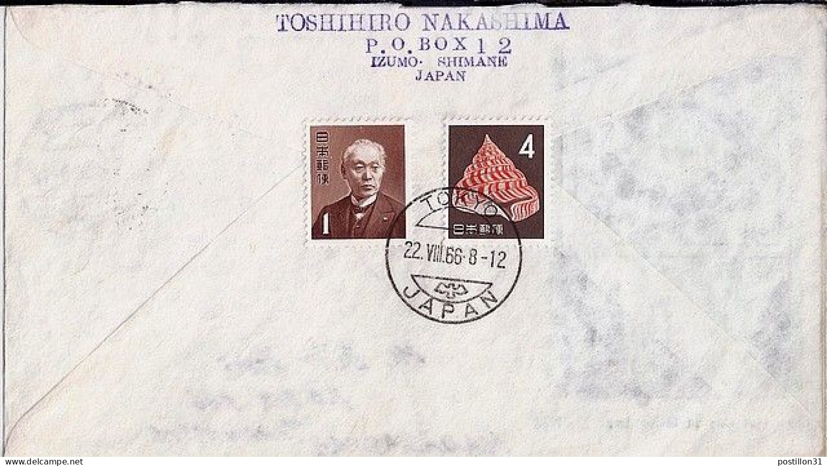 JAPON N° 848x3 + COMPL. S/L.DE TOKYO/22.8.66 POUR MADAGASCAR - Covers & Documents