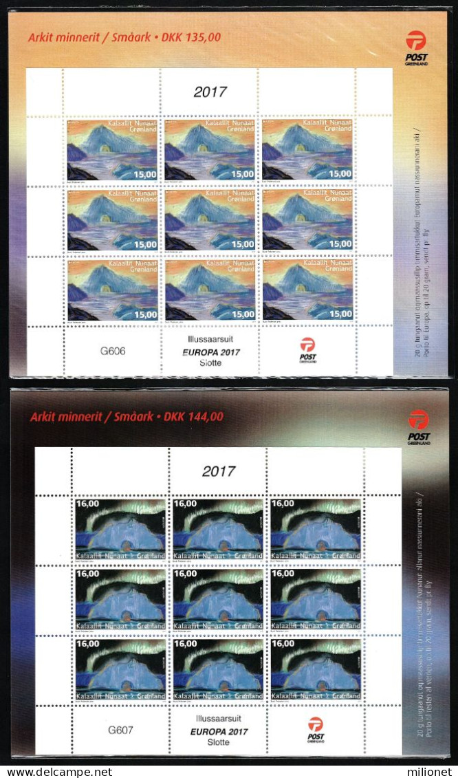 SALE!!! GROENLANDIA GREENLAND 2017 EUROPA CEPT CASTLES 2 Sheetlets Of 9 Stamps In Bags MNH ** - 2017