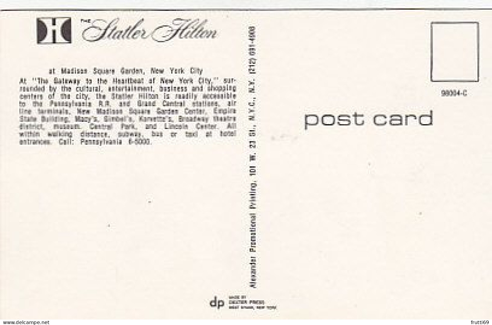 AK 193922 USA - New York City - Hilton Hotel - Cafés, Hôtels & Restaurants