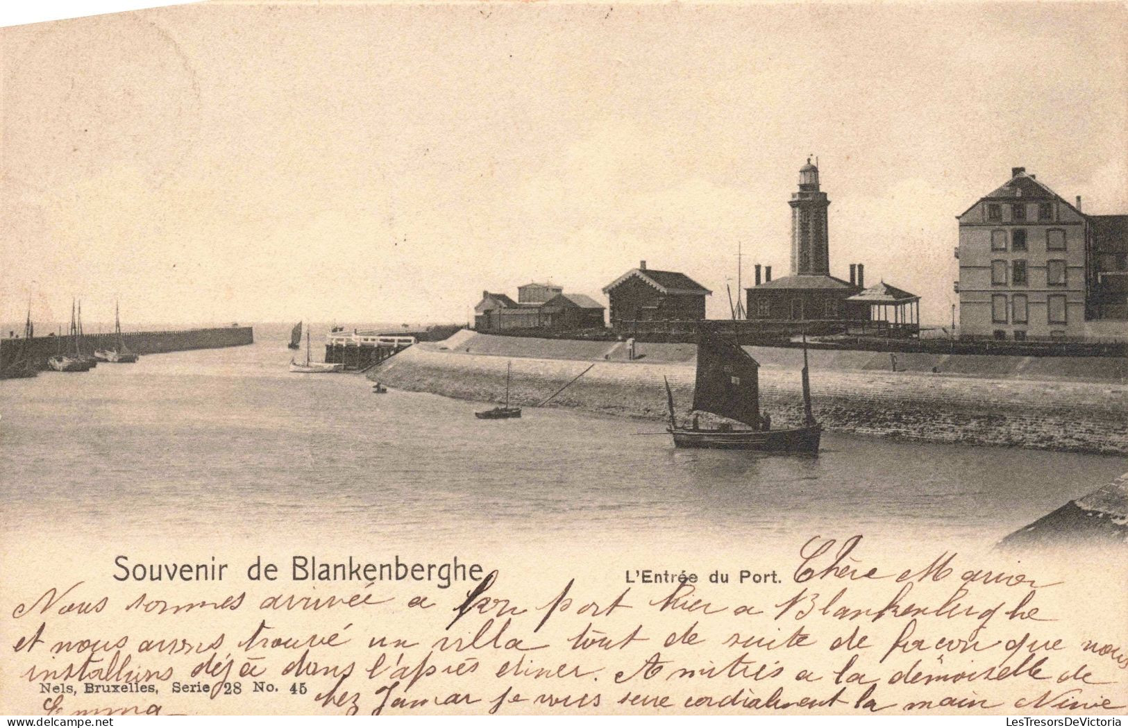 BELGIQUE - Souvenir De Blankenberge - L'Entrée Du Port - Carte Postale Ancienne - Blankenberge