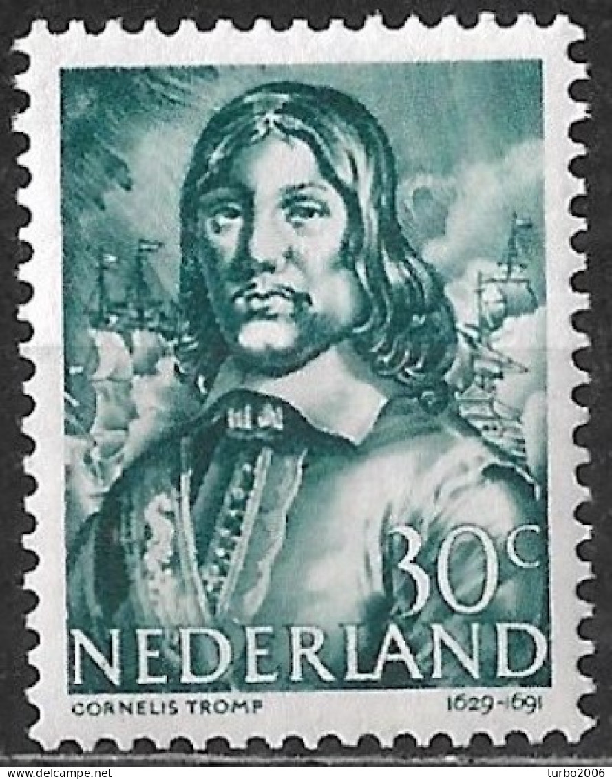 Groene Stip In De 1e E Van NEderland In 1943-44 Zeehelden 30 Cent Blauwgroen NVPH 420 Postfris - Abarten Und Kuriositäten