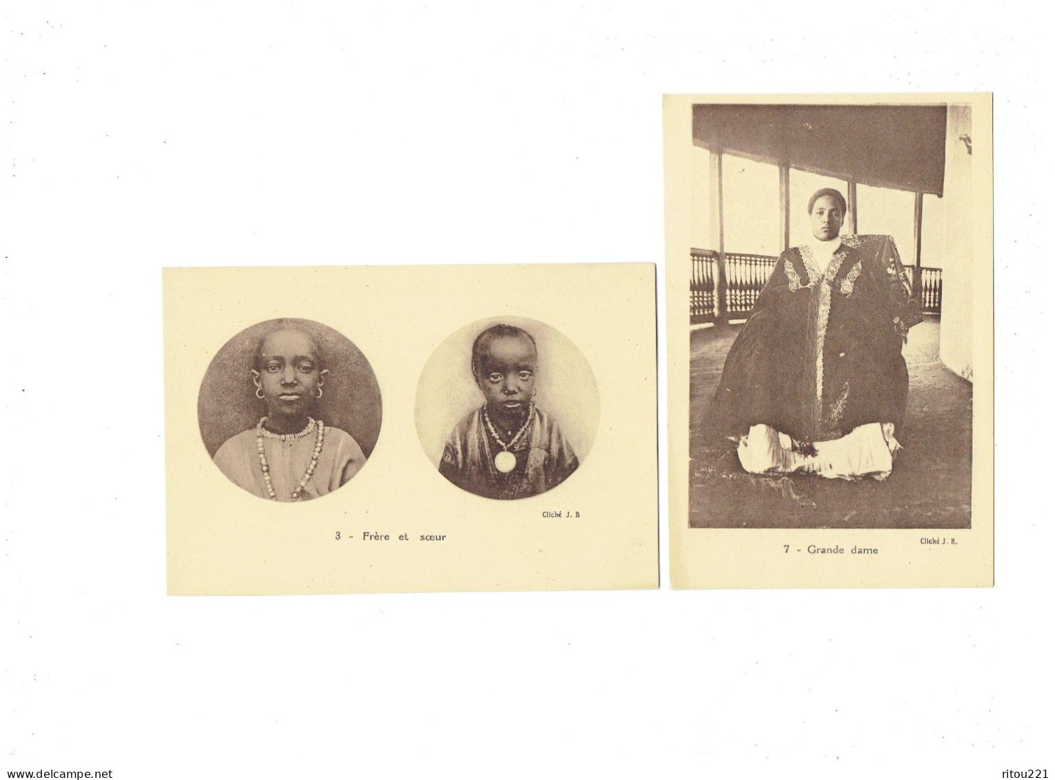 Lot 2 Cpa - Ethiopie - Grande Dame / Frère Et Soeur - Maison Bertrand N° 3 - 7 Cliché J.B. - Etiopia