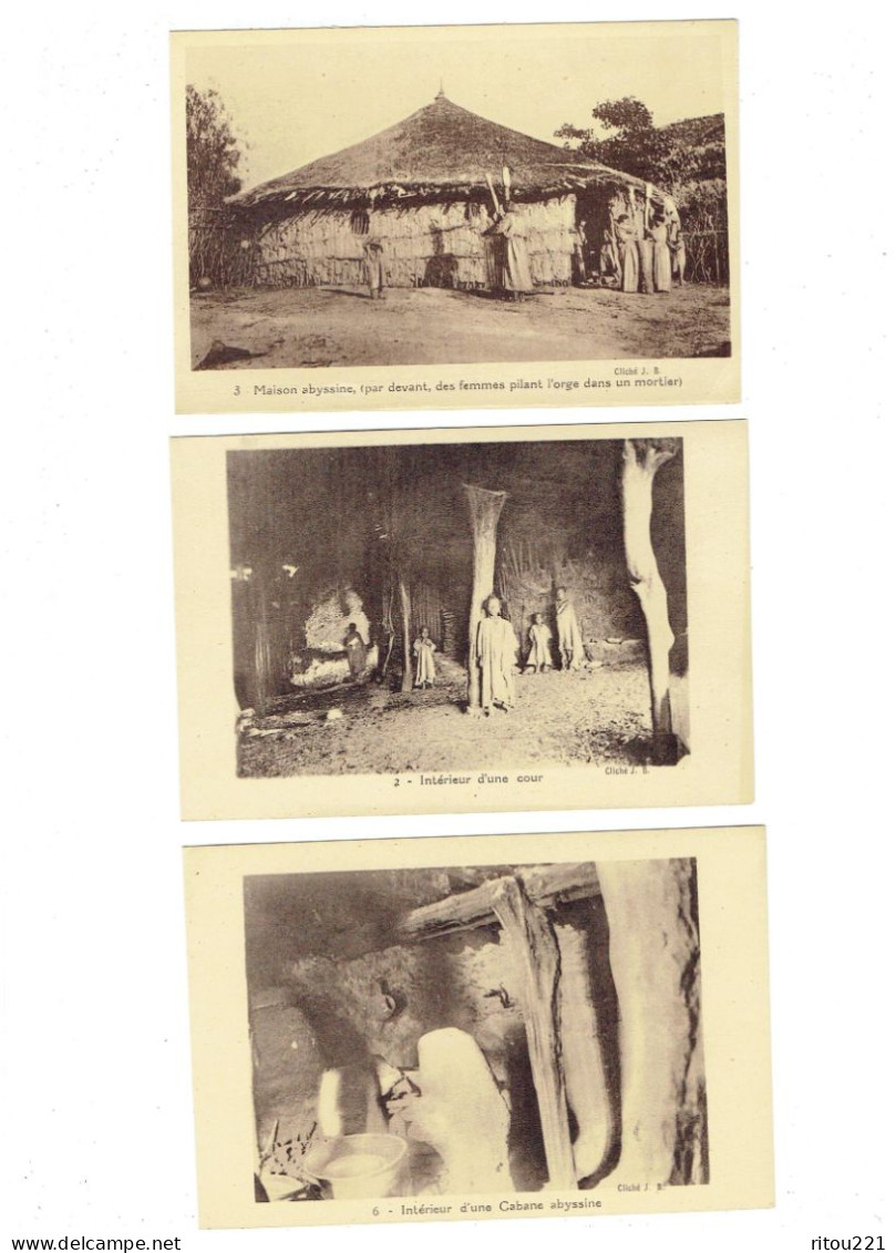 Lot 3 Cpa - Ethiopie - Maison Abyssine Femme Pile Orge Mortier Intérieur Cour- Maison Bertrand N° 3 - 2 - 6  Cliché J.B. - Etiopia