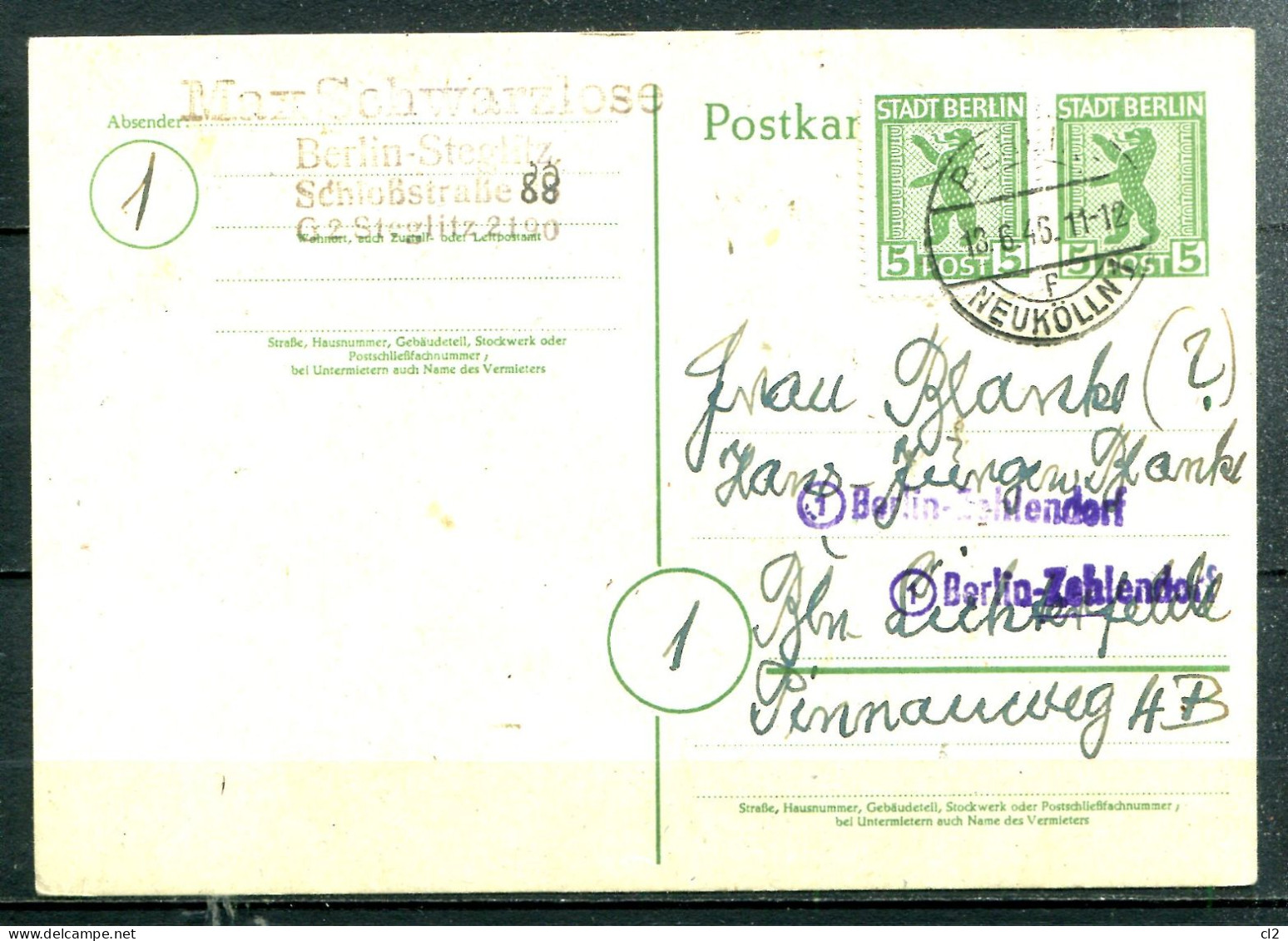 ALLEMAGNE - Entier Postal (Ganzsache) Berlin Und Brandeburg Mi P3d - Berlijn & Brandenburg