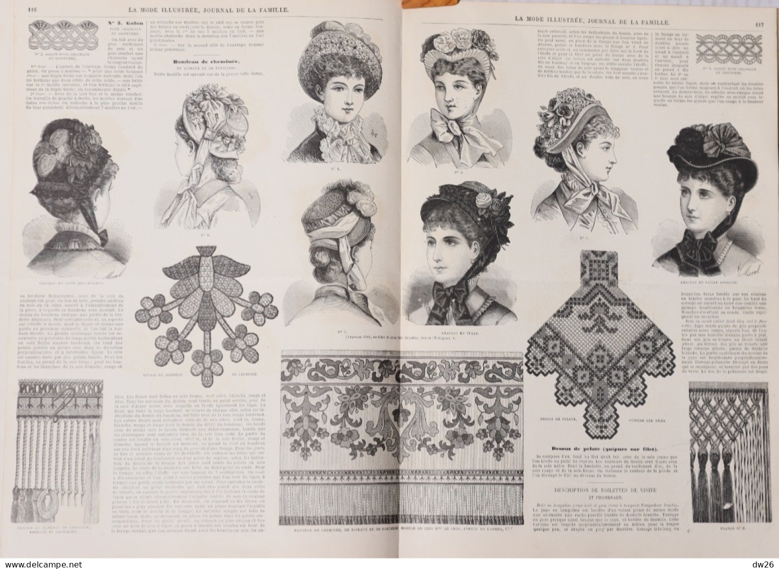 La Mode Illustrée - Journal De La Famille, Hebdomadaire N° 15, 11 Avril 1880 - Costumes, Chapeaux, Tapisserie - Fashion