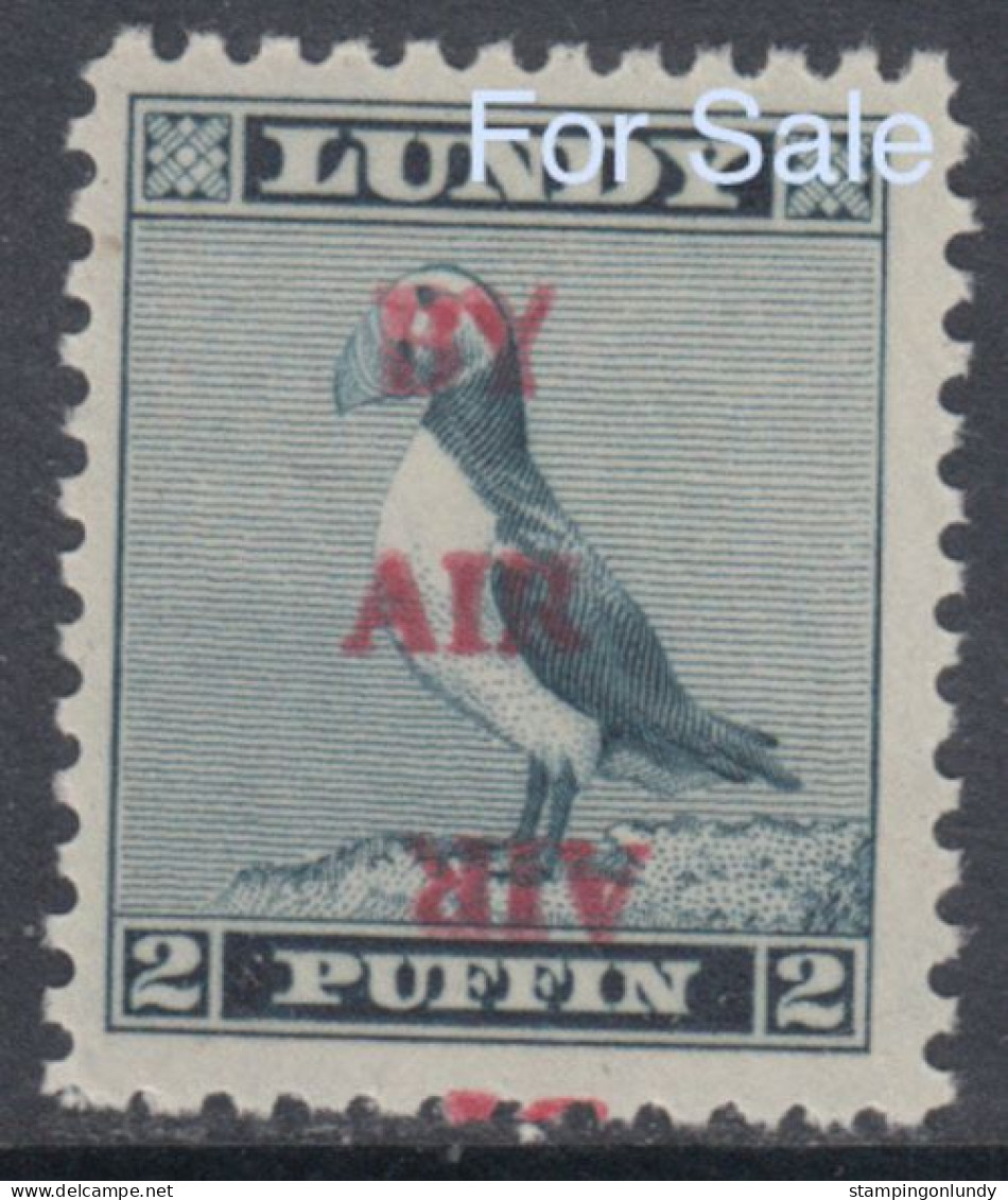 #06 Great Britain Lundy Island Puffin Stamp 1951-53 By Air Red Overprint Inverted #71B(b) Retirment Sale Price Slashed! - Lokale Uitgaven