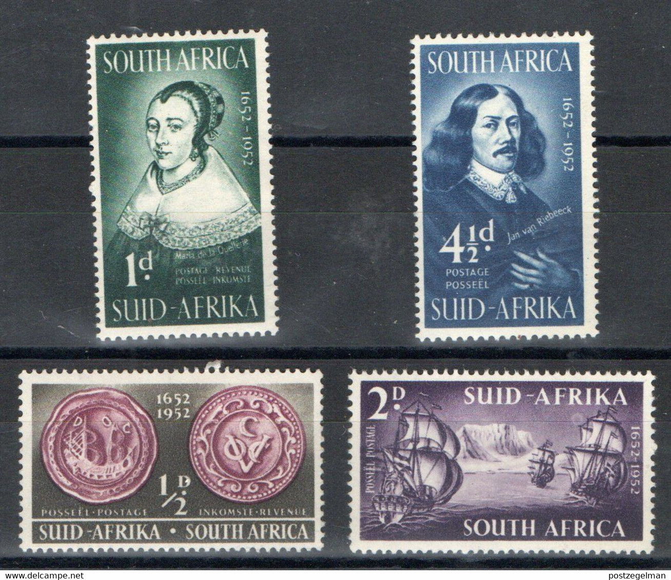 SOUTH AFRICA UNION, 1952, Mint Never Hinged Stamps, First Settlement, Scannr.224=228,  M71, 4 Values Only - Unused Stamps