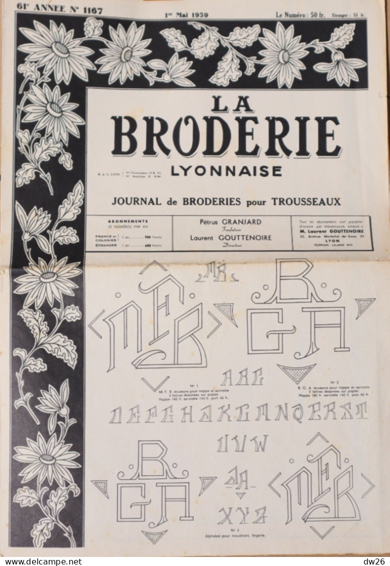 Mode - Journal Mensuel: La Broderie Lyonnaise: N° 1167 Du 1er Mai 1959 - Broderies Pour Trousseaux - Moda