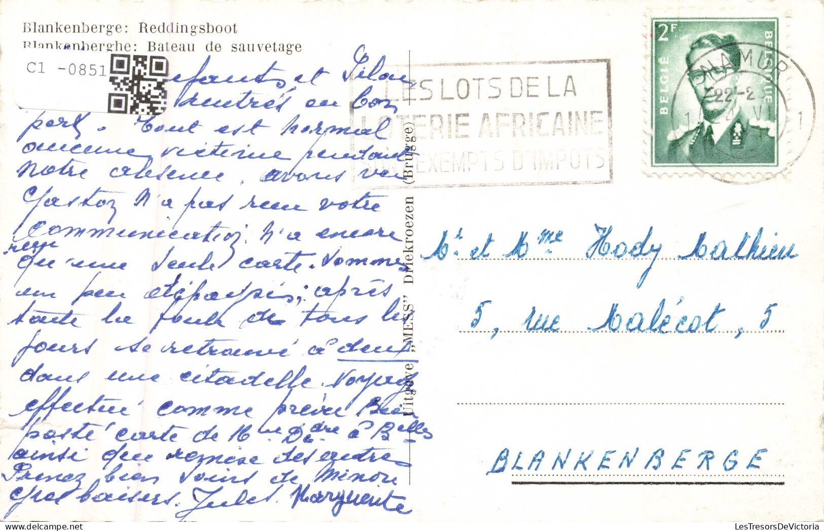 BELGIQUE - Blankenberge - Bateau De Sauvetage - Carte Postale Ancienne - Blankenberge