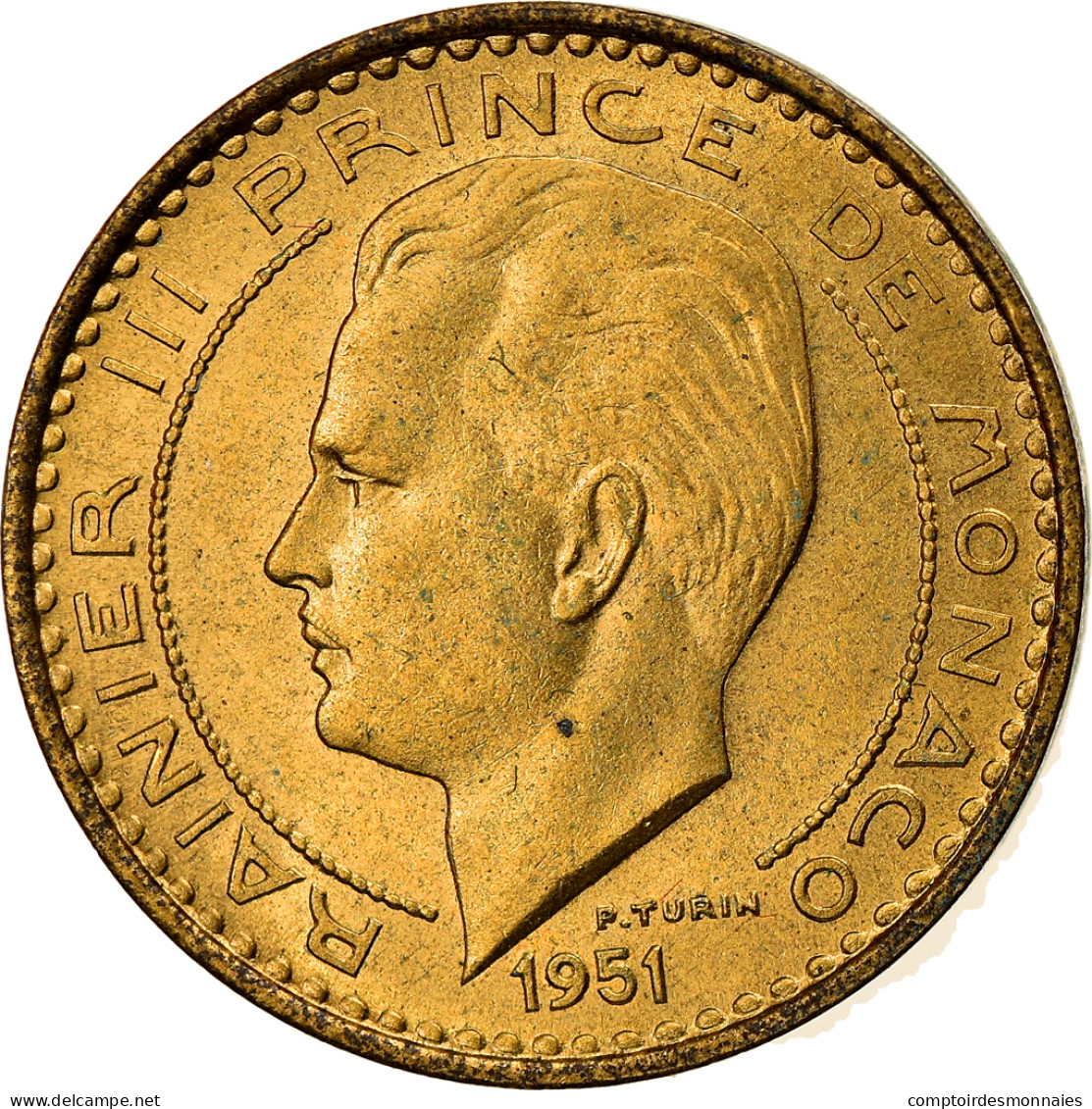 Monnaie, Monaco, Rainier III, 10 Francs, 1951, SUP, Aluminum-Bronze, Gadoury:MC - 1949-1956 Francos Antiguos