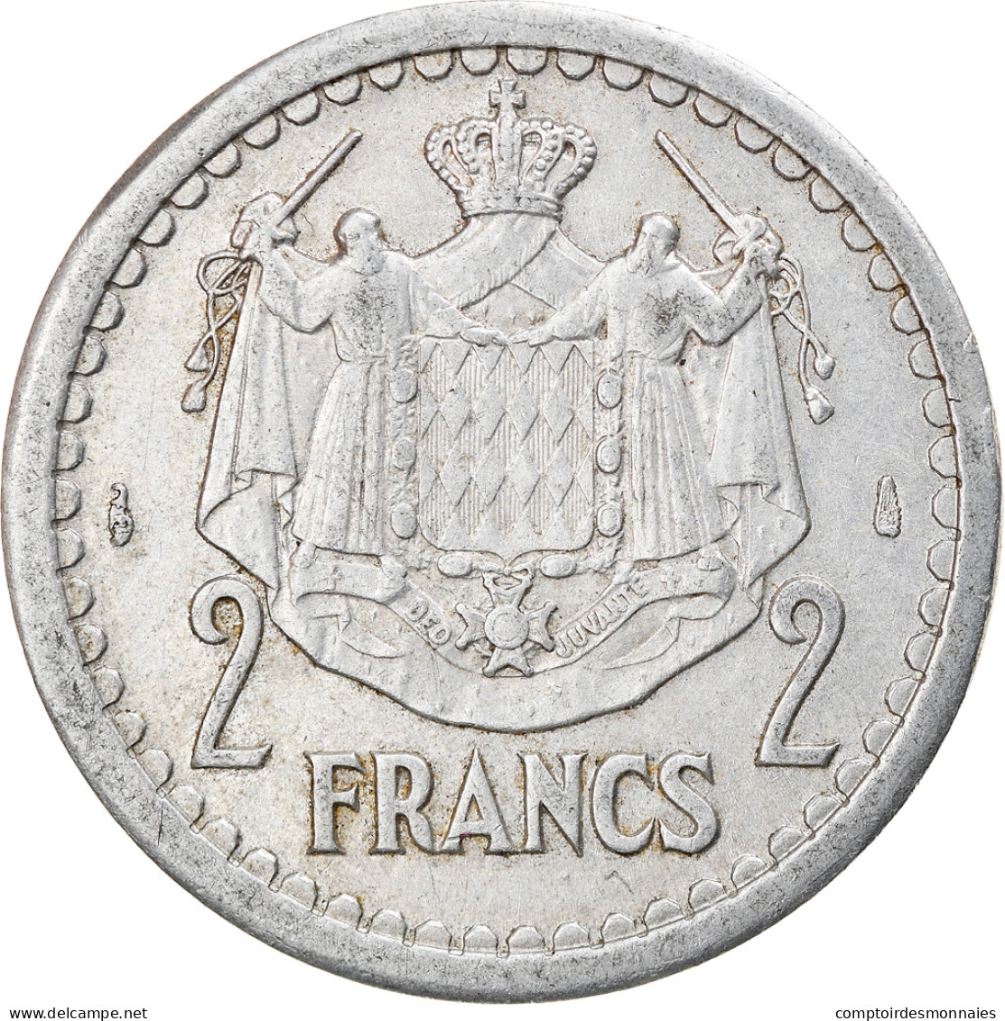 Monnaie, Monaco, 2 Francs, Undated (1943), TTB+, Aluminium, Gadoury:MC 133 - 1922-1949 Louis II