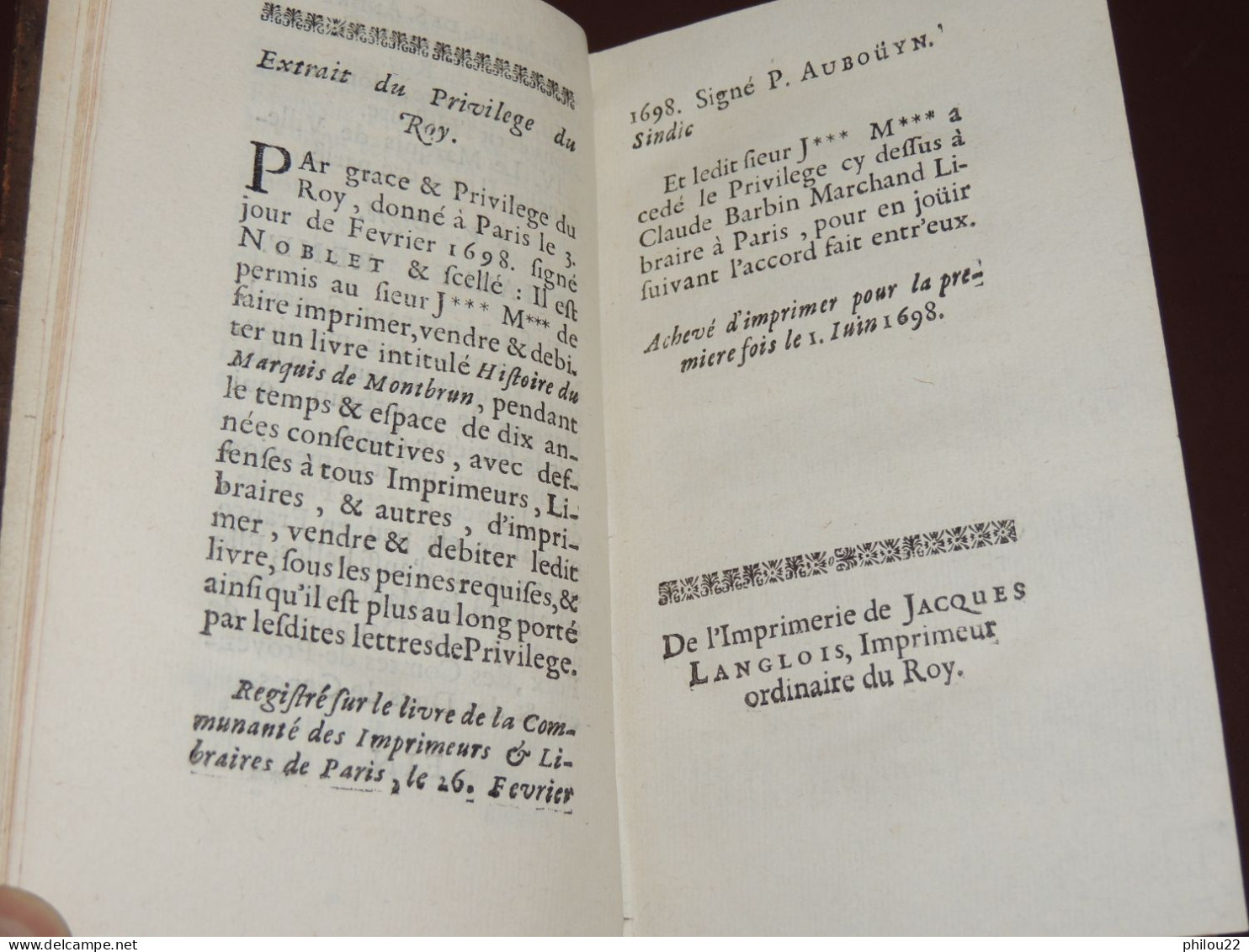 [Dom Joseph MERVESIN] - Histoire Du Marquis De Saint-André Montbrun - E.O. 1698 - Antes De 18avo Siglo