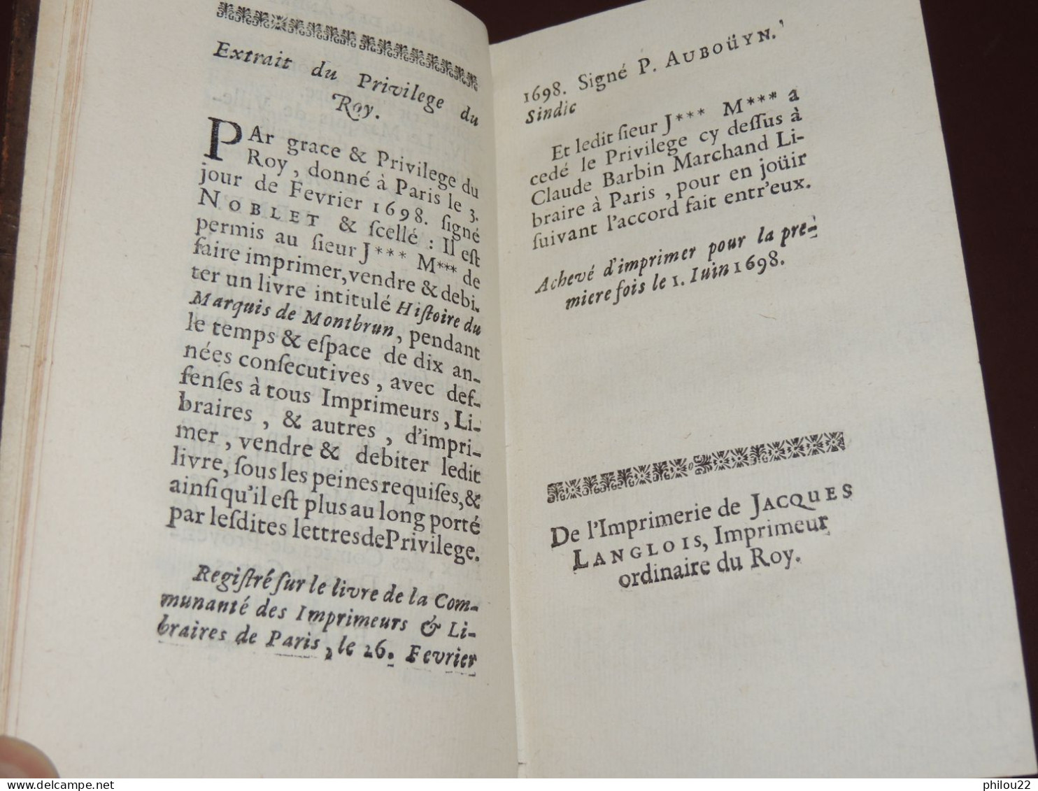 [Dom Joseph MERVESIN] - Histoire Du Marquis De Saint-André Montbrun - E.O. 1698 - Before 18th Century