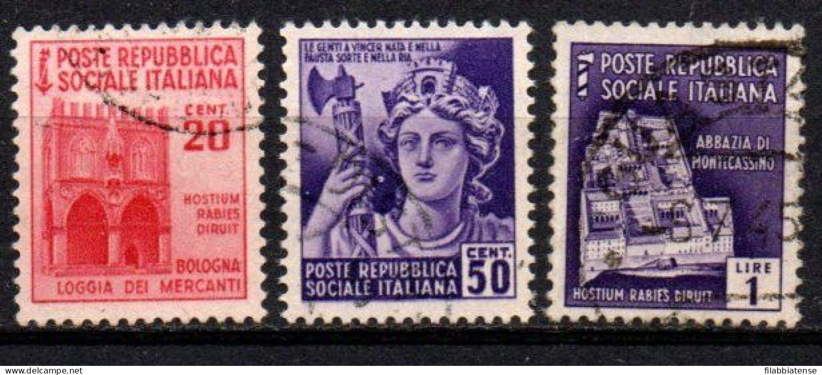 1944 - Italia - Repubblica Sociale 504 + 507 + 509 Monumenti Distrutti  ------ - Used