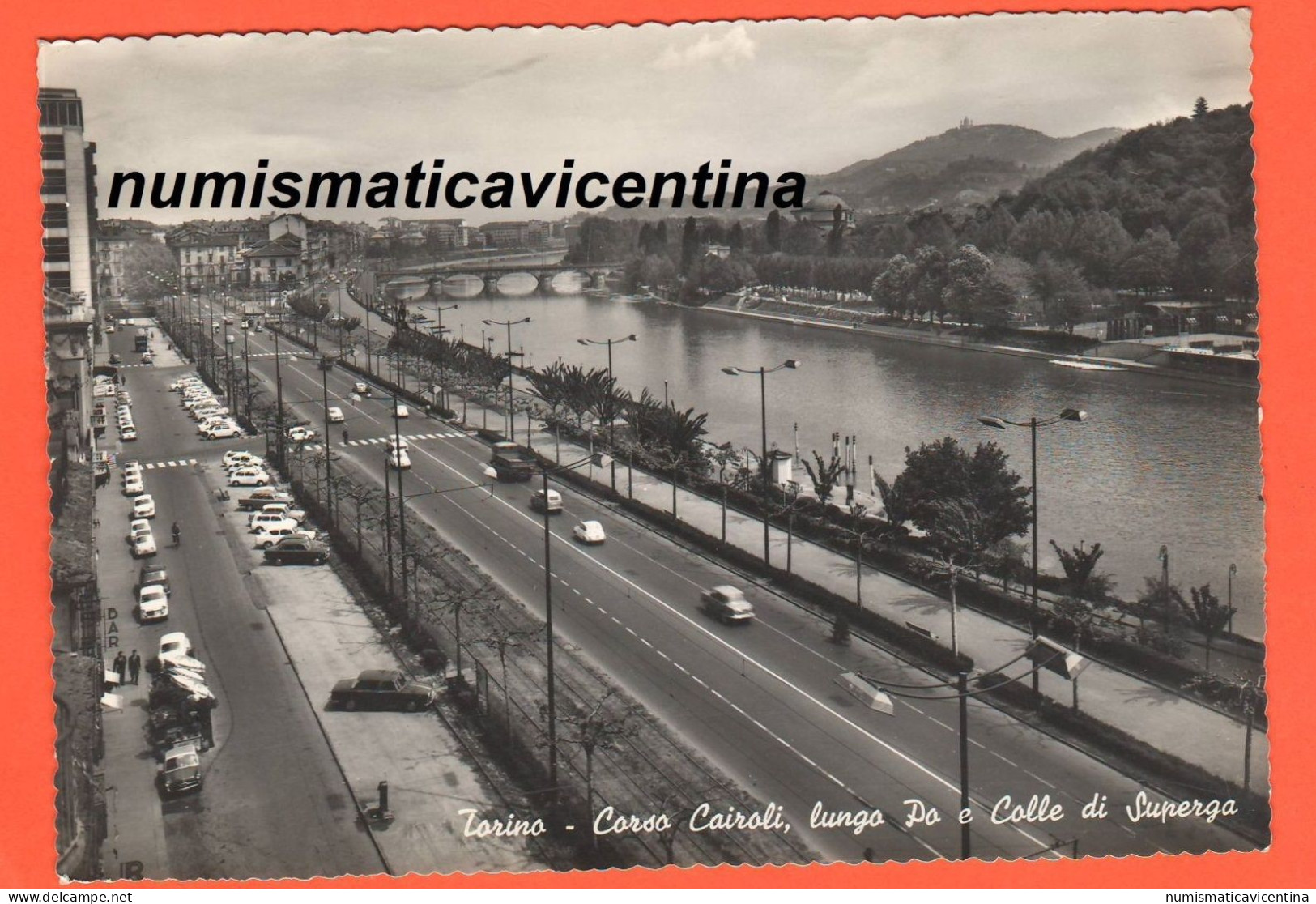 Torino Corso Cairoli Superga Auto Viaggiata 1965 - Fiume Po