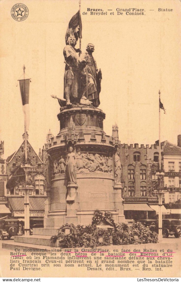 BELGIQUE - Bruges - Grand Place - Statue De Breydel Et De Coninck - Carte Postale Ancienne - Brugge