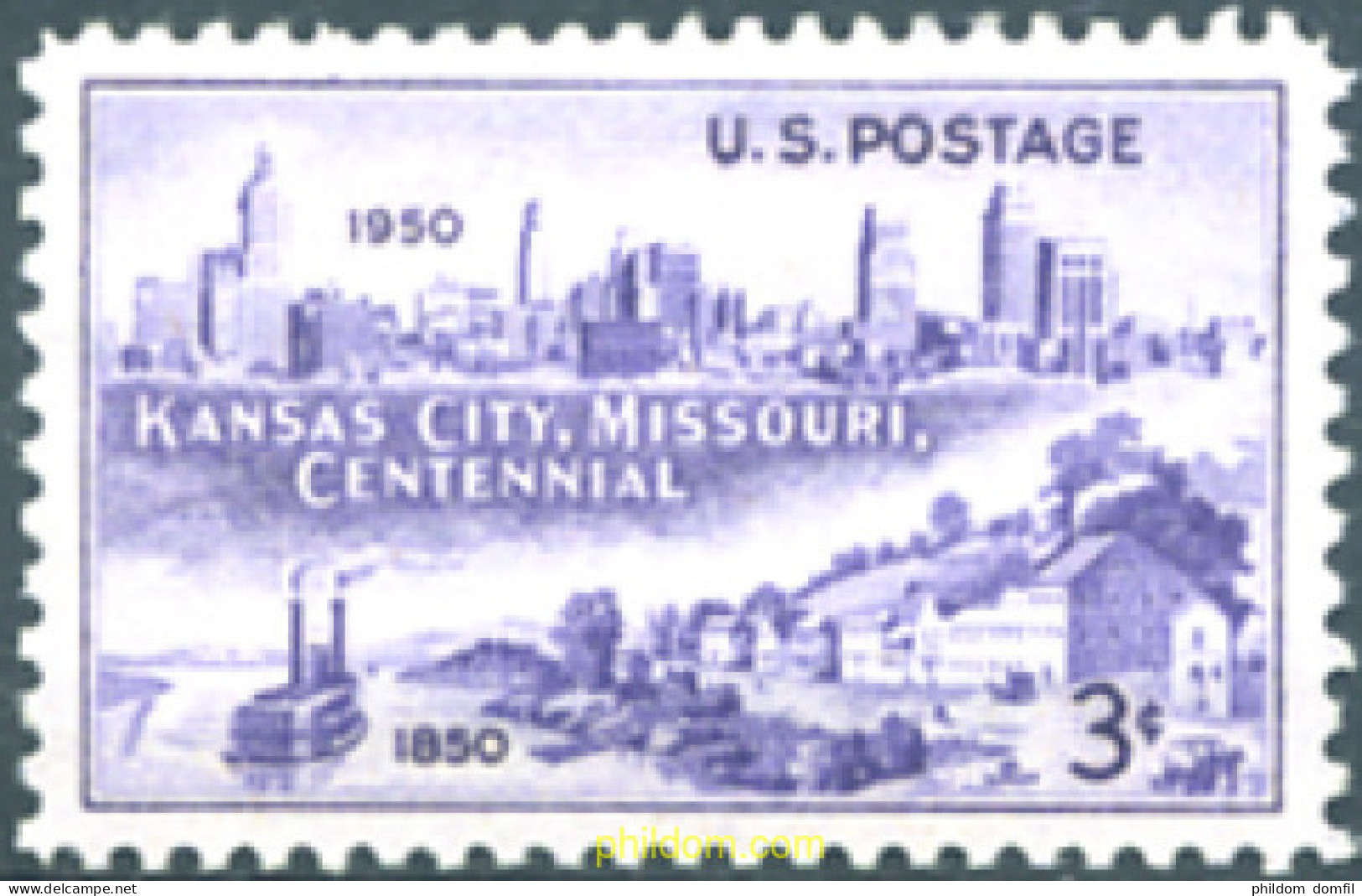 161527 MNH ESTADOS UNIDOS 1950 CENTENARIO DE FUNDACION DE KANSAS CITY - Nuevos