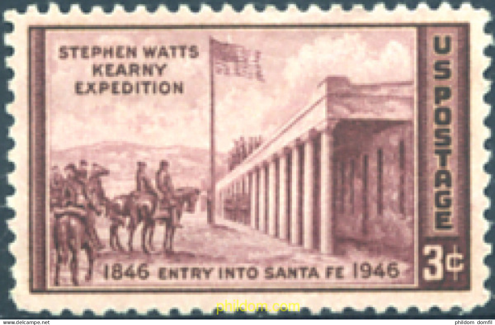 247926 MNH ESTADOS UNIDOS 1946 CENTENARIO DE LA ENTRADA DE LA EXPEDICION STEPHEN WATTS KEARNY A SANTA FE - Nuevos