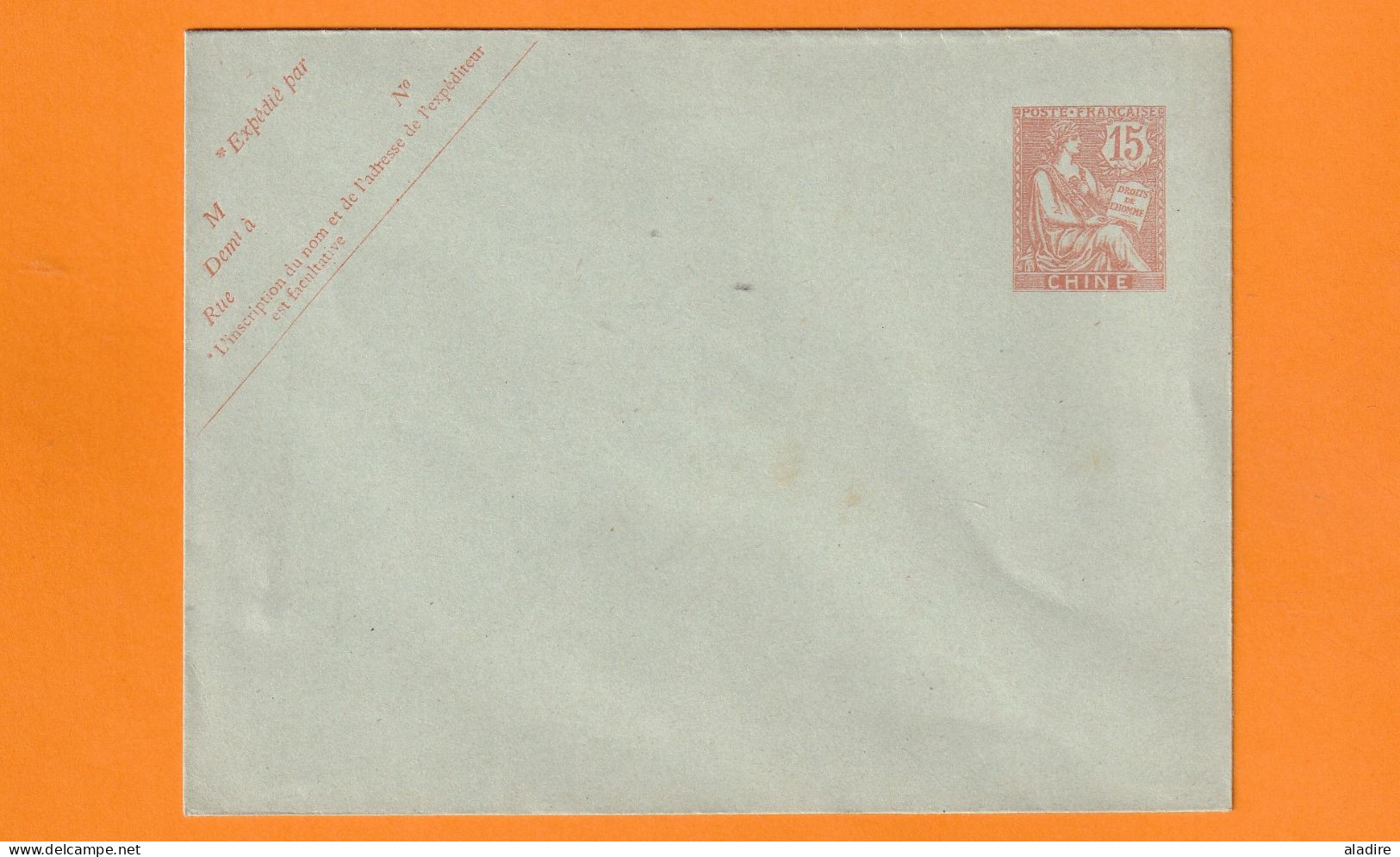 Entier 15 Centimes Mouchon Enveloppe Vert Pâle - Non Utilisé - Rabat Non Collé - Covers & Documents