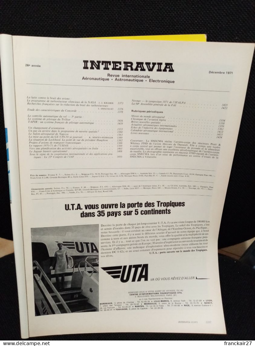 INTERAVIA 12/1971 Revue Internationale Aéronautique Astronautique Electronique - Luftfahrt & Flugwesen