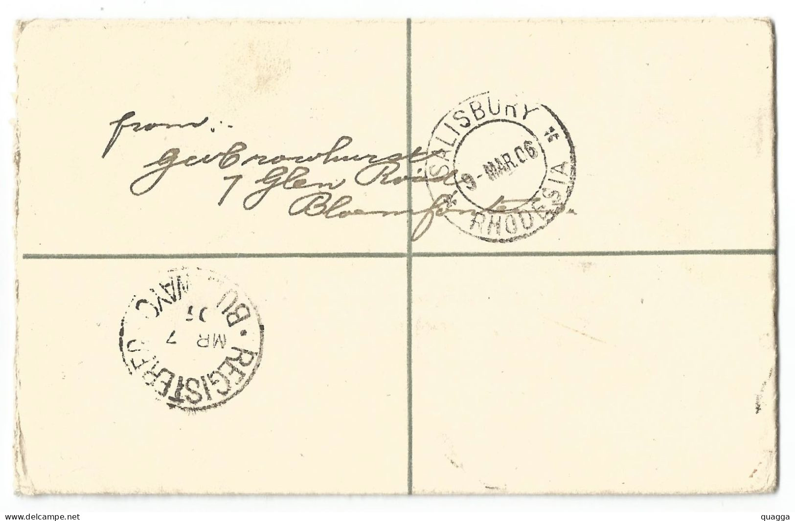 1906 R-Cover BLOEMFONTEIN To SALISBURY Rhodesia. Scarce Destination. - Oranje Vrijstaat (1868-1909)