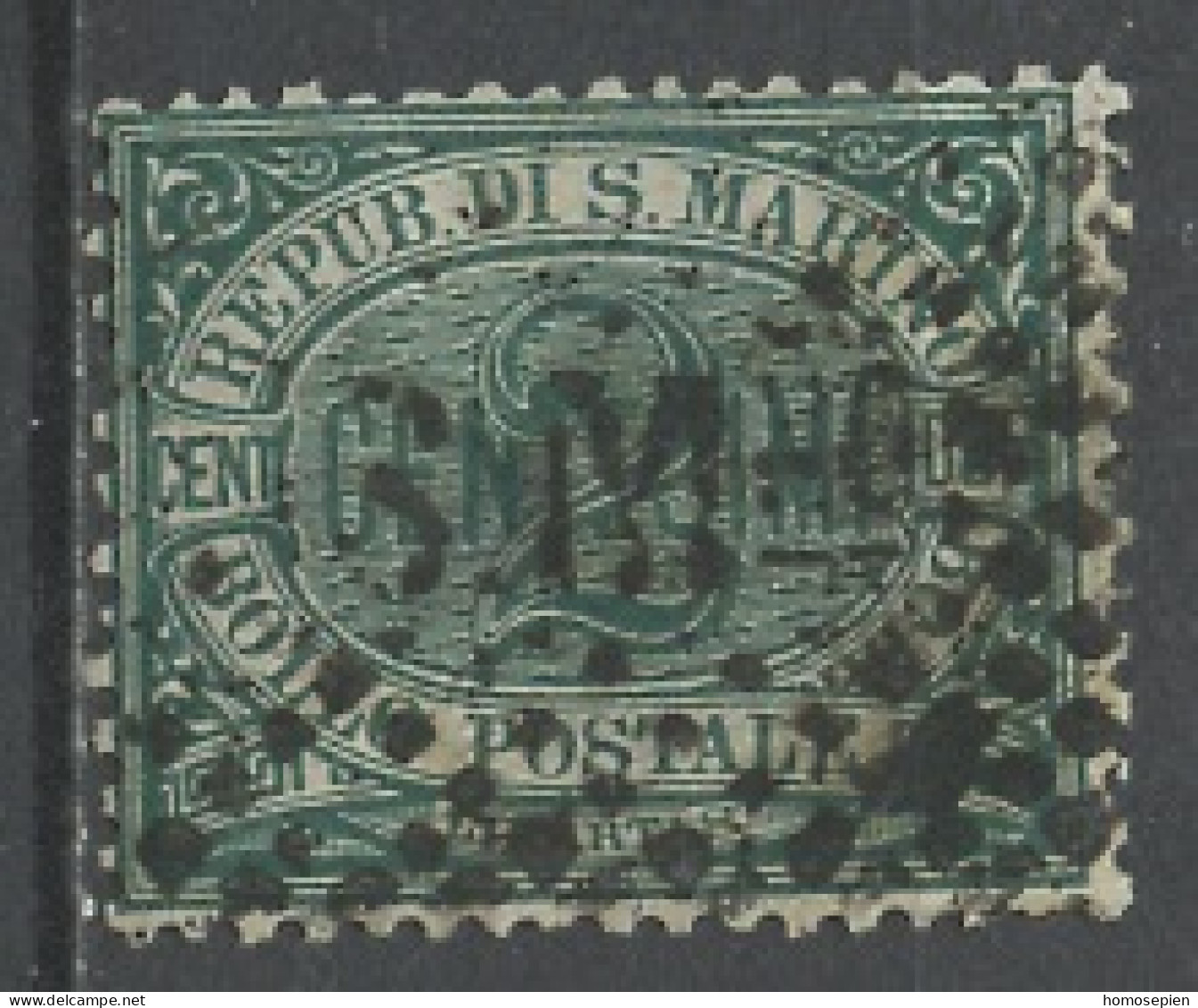 Saint Marin - San Marino 1877-90 Y&T N°1 - Michel N°1 (o) - 2c Chiffre - Usados