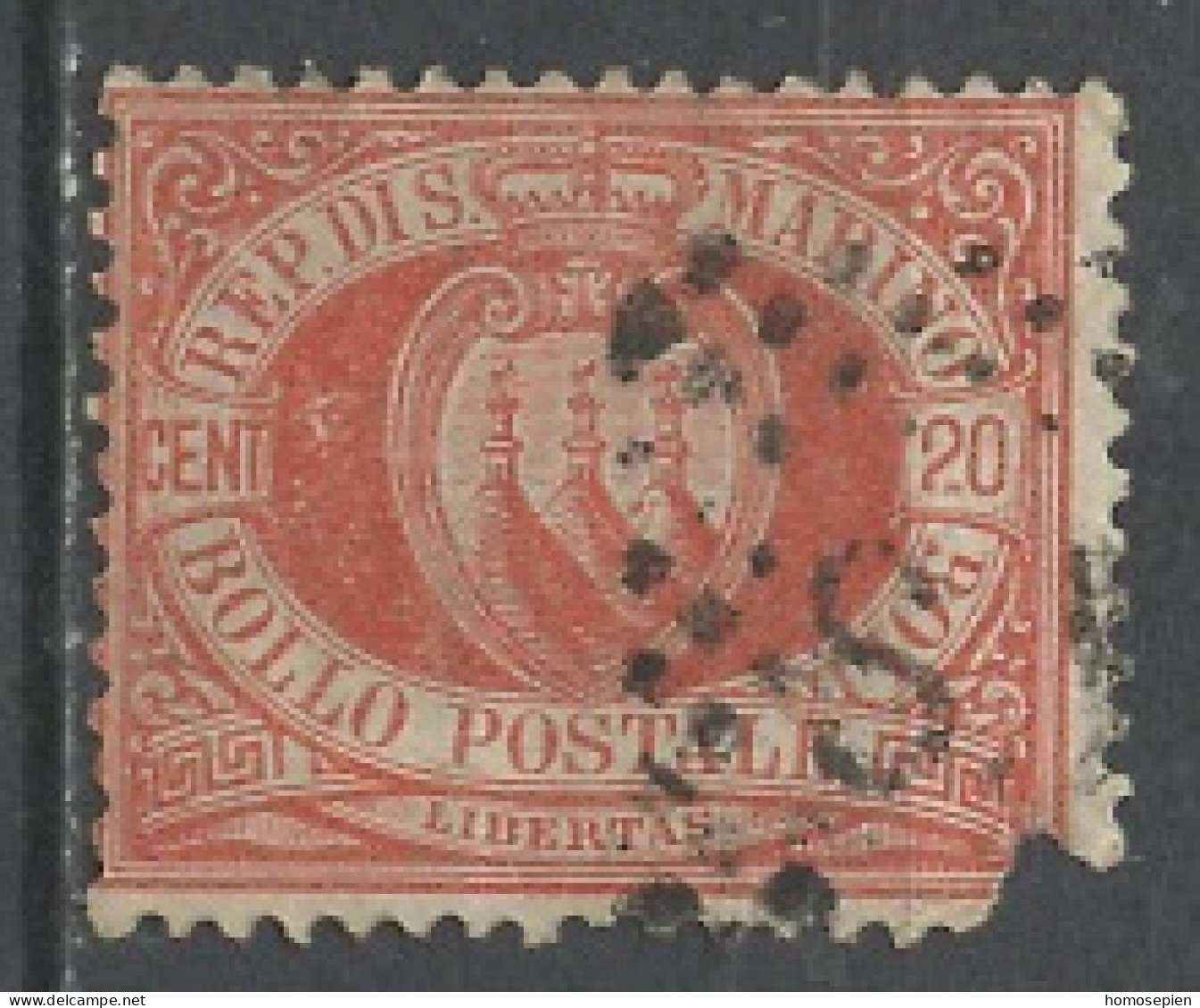 Saint Marin - San Marino 1877-90 Y&T N°4 - Michel N°4 (o) - 4c Armoirie - Gebruikt